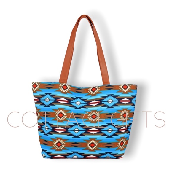 Handbags - NEW
 Aztec Blue Mesa Western Shoulder Tote Bag